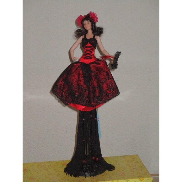 Popular Creations Sophia Red Black Dress Tassel Doll Porcelain Good Pre Owned - Picture 1 of 7